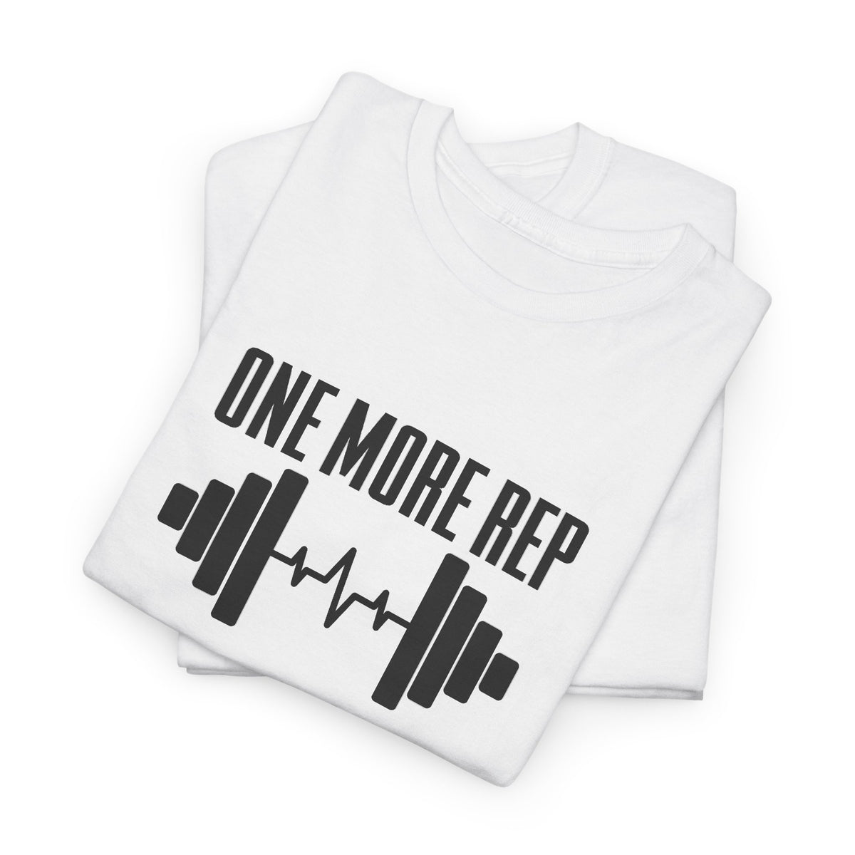 One More Rep barbell tee in White – folded