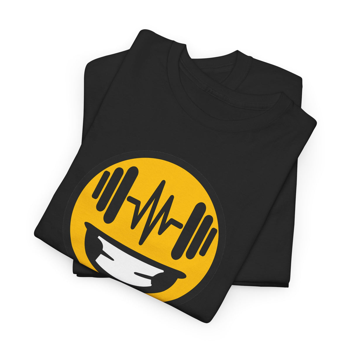 Push Hard, Smile Harder tee in Black – folded