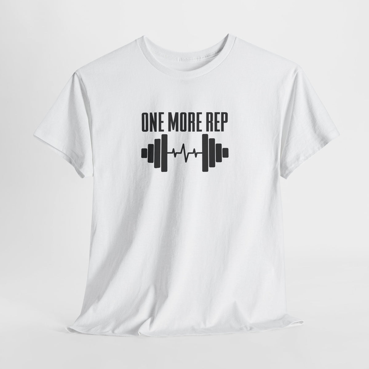 One More Rep barbell tee in White – flat front