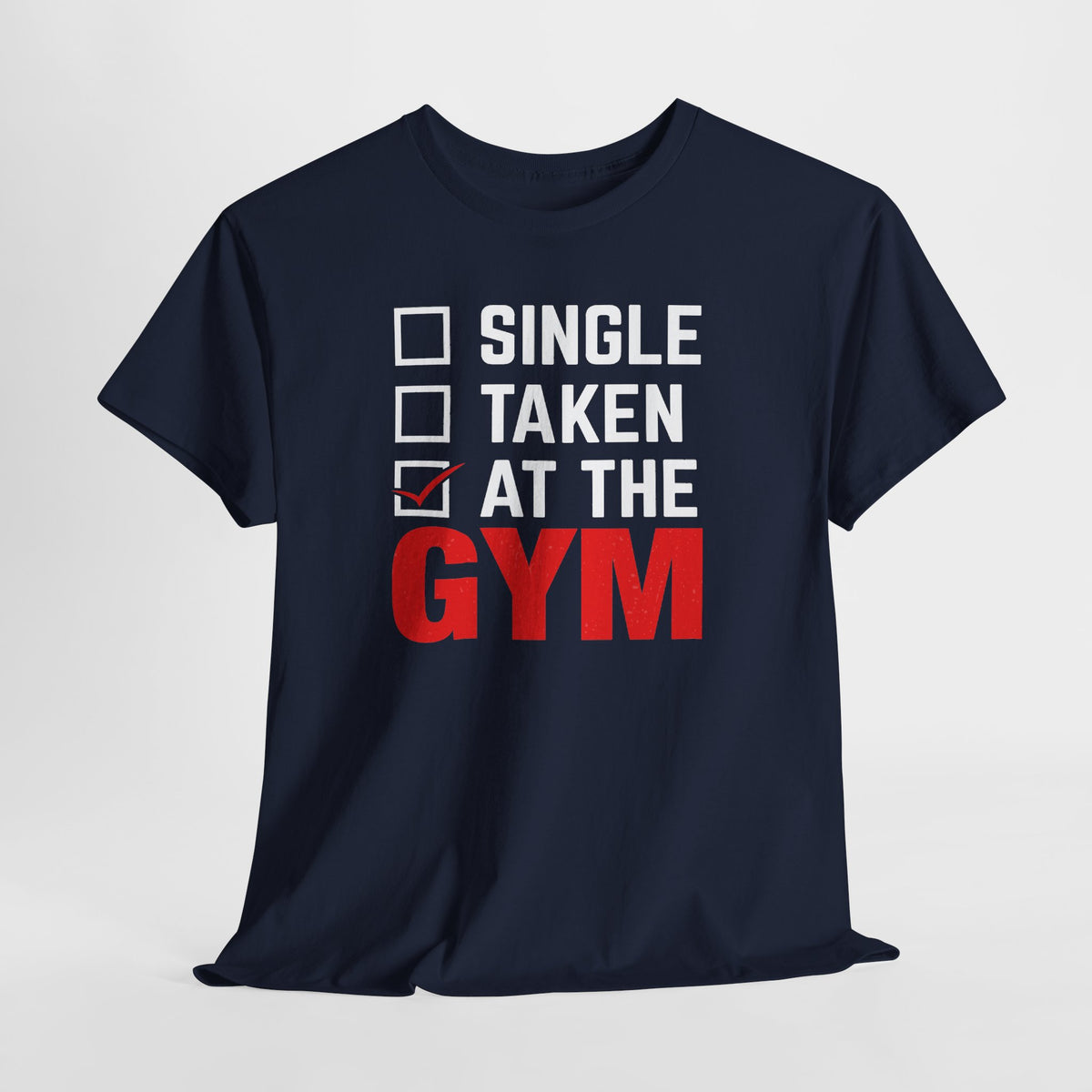 Single / Taken / At The Gym tee in Navy – flat front