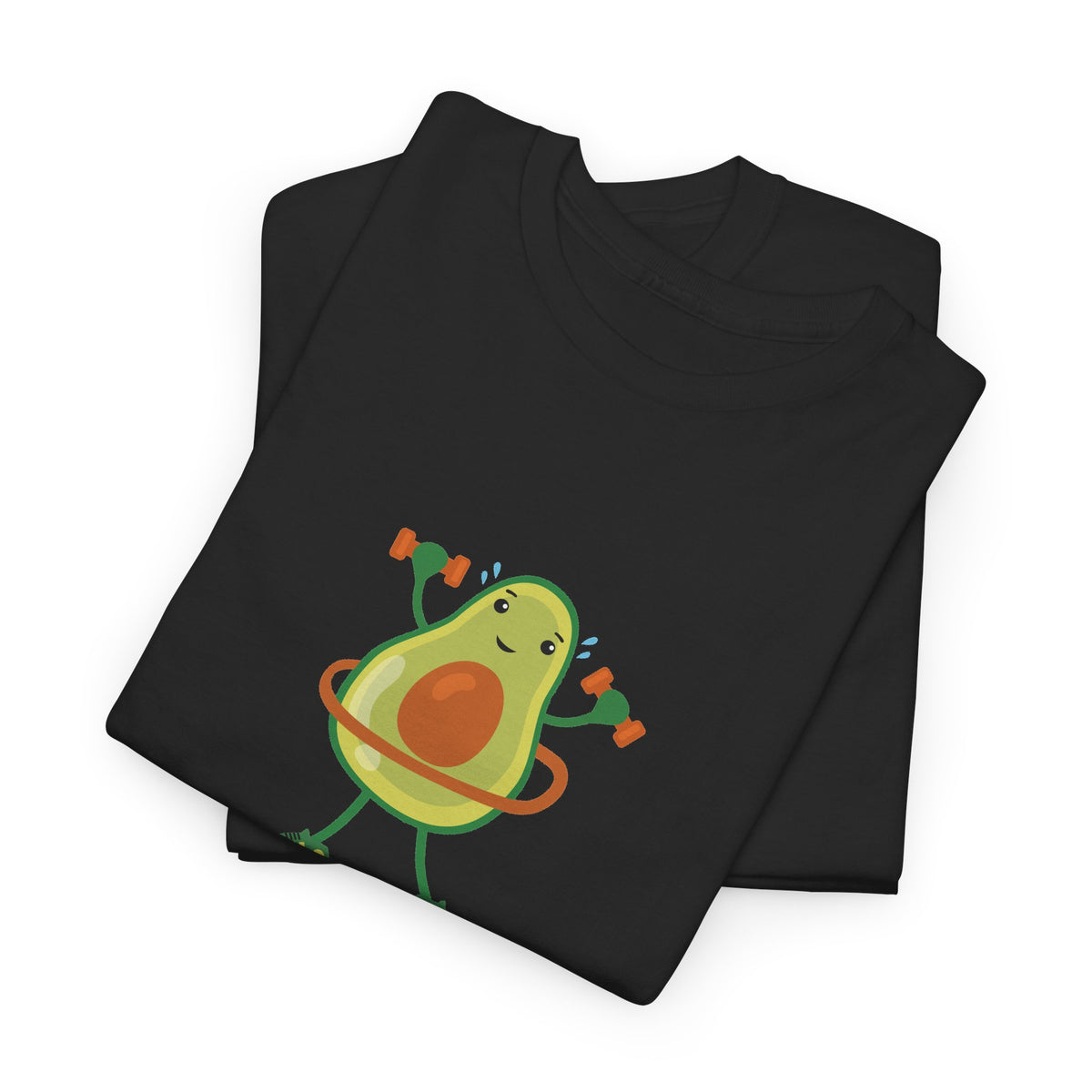 Avo-Cardio avocado tee in Black – folded