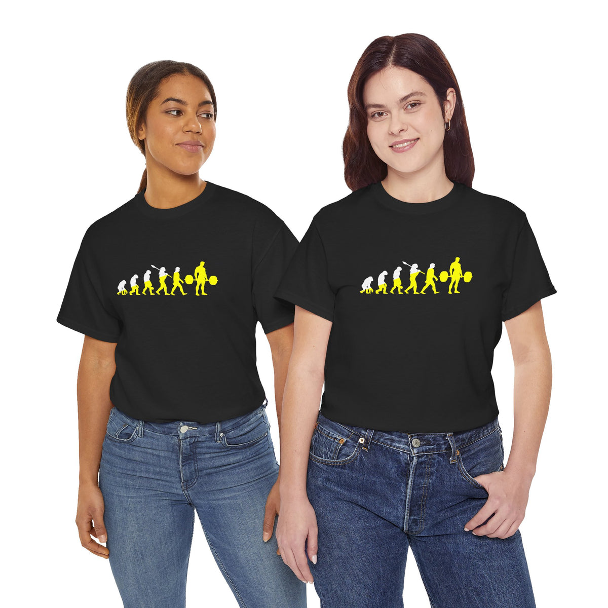 Weightlifting Evolution tee in Black – on two models