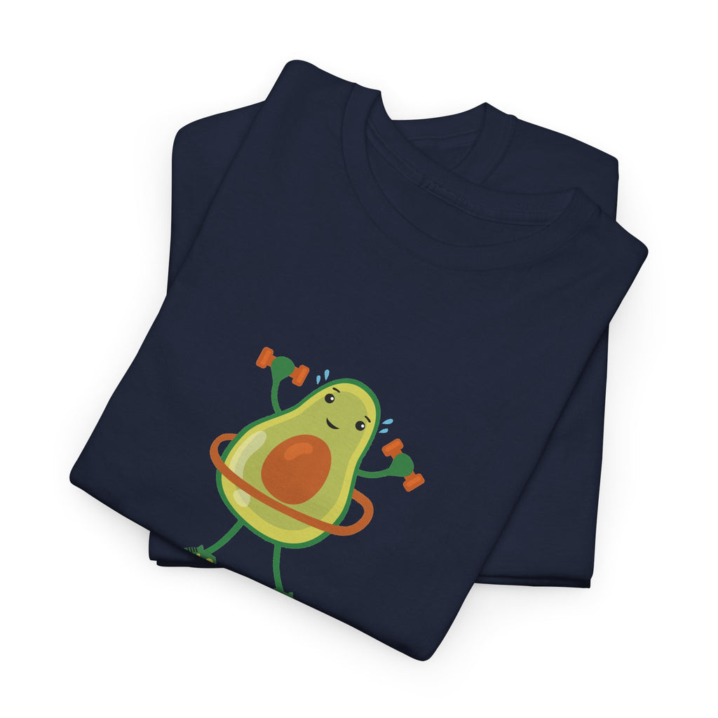 Avo-Cardio avocado tee in Navy – folded