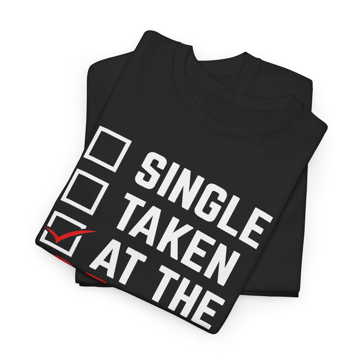 Single / Taken / At The Gym tee in Black – folded