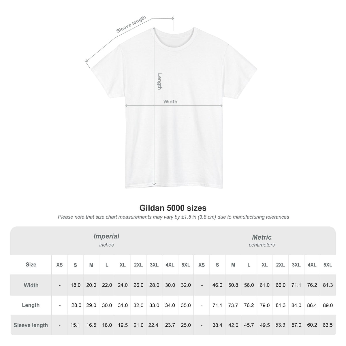 Weightlifting Evolution tee in Charcoal – size chart
